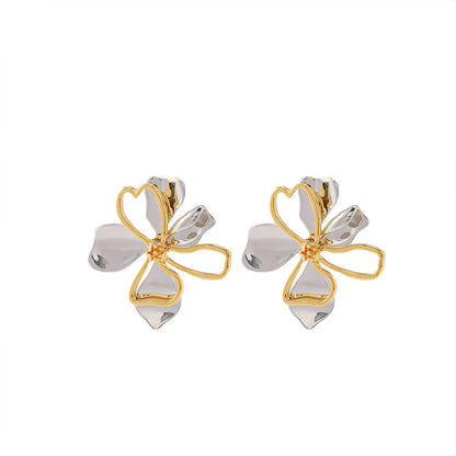 18K Gold-Plated Vintage Flower Earrings for Women – Elegant Jewelry