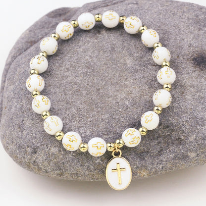 Oval Cross Pendant Bracelet for Women – Baptism & Prayer Jewelry