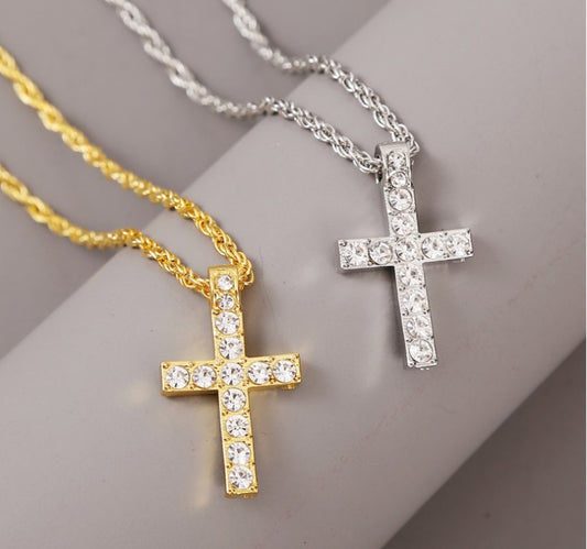 Unisex Cross Pendant Necklace – Hip Hop Rope Chain Jewelr
