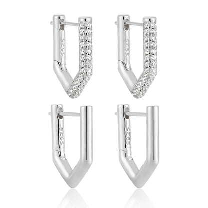 Geometric Single Rhinestone Earring for Women – Modern Minimalist