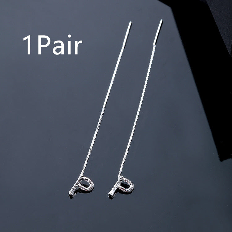 26-Letter Drop Earrings in 925 Sterling Silver – Minimalist Jewelry for Women
