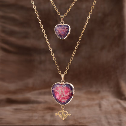 Moonstone Pendant Double Chain Necklace Valentine's Day