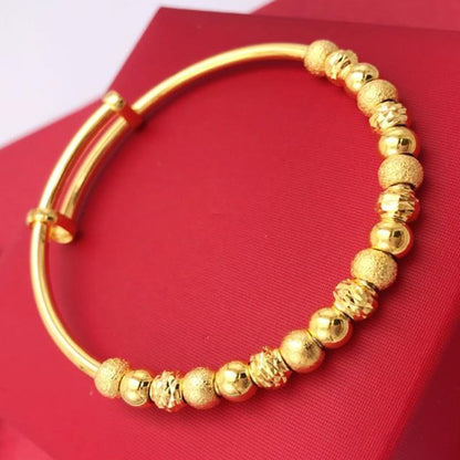 Sand Gold Beaded Bracelet for Women – Elegant Textured Chain Jewelry