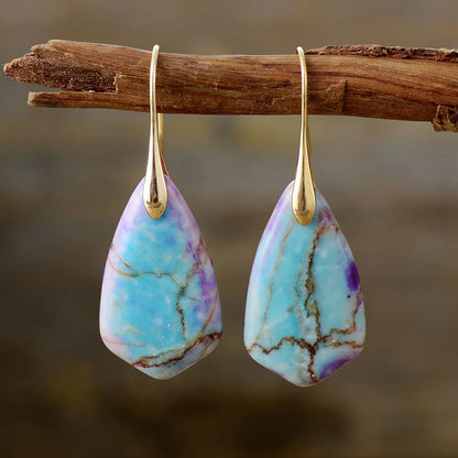 Unique Natural Stone Gold-Plated Earrings for Women – Ethnic Style