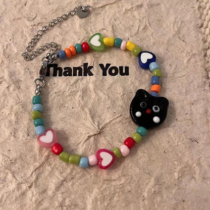 Cute Cat-Themed Beaded Bracelet for Women – Unique Animal Lover Jewelry