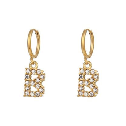 18K Gold Plated Zircon Letter Earrings for Women – Minimalist Initial Jewelry