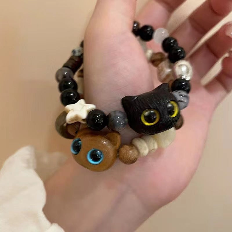 Cute Cat-Themed Beaded Bracelet for Women – Unique Animal Lover Jewelry
