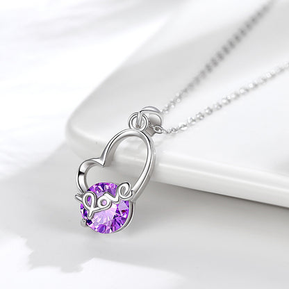 S925 Sterling Silver LOVE Zircon Necklace – Fashion Pendant for Women | EU & US Trend