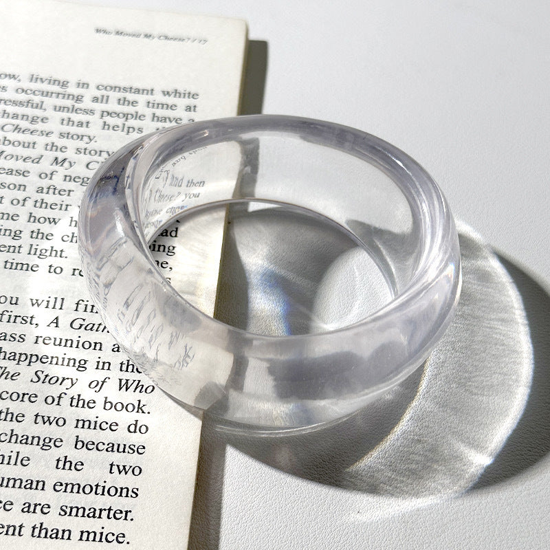 Wide Curved Geometric Resin Bracelet for Women – Modern Statement Jewelry