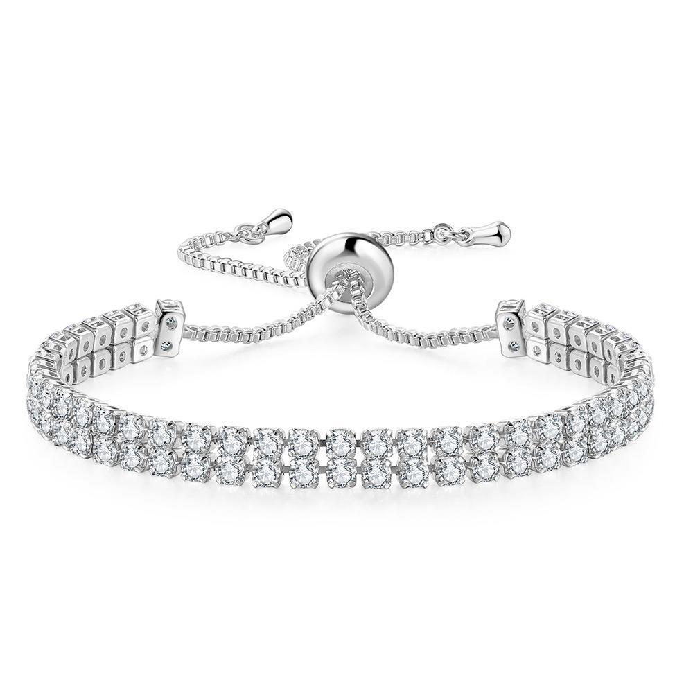 Double Row Zircon Bracelet for Women – Elegant Rhinestone Jewelry