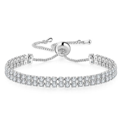 Double Row Zircon Bracelet for Women – Elegant Rhinestone Jewelry
