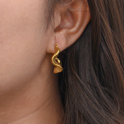 Unique Alien-Inspired 18K Gold-Plated Earrings for Women