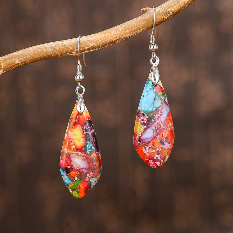 Colorful Geometric Water Drop Stone Earrings for Women – Minimalist Jewelry