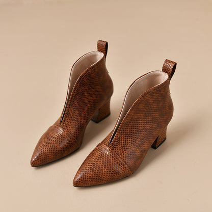 Womens High-heeled Martin-style Ankle Boots With A V-cut