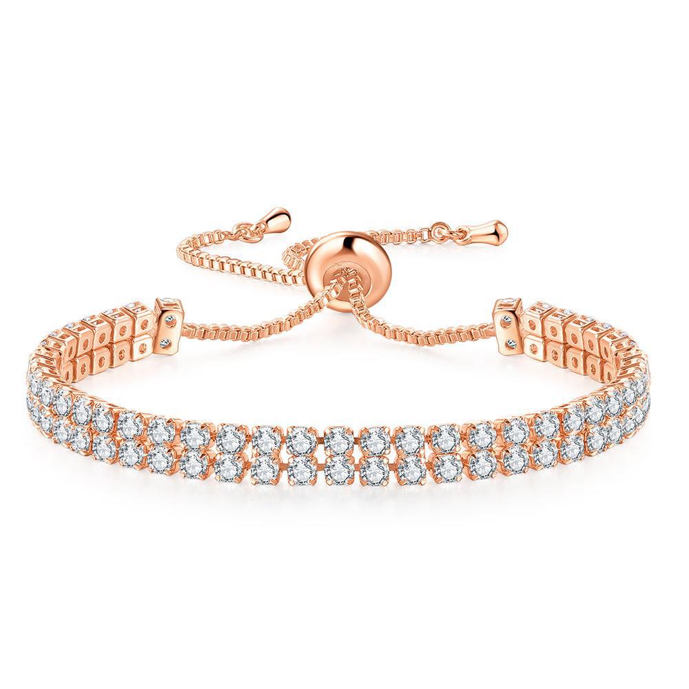 Double Row Zircon Bracelet for Women – Elegant Rhinestone Jewelry