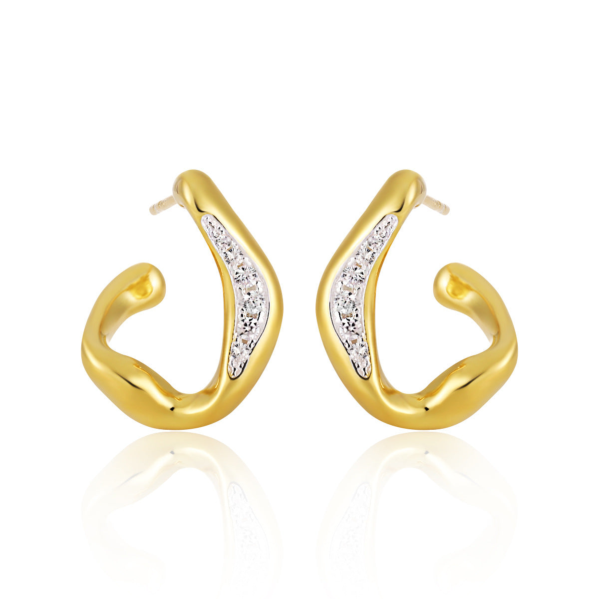 Irregular Diamond Stud Earrings – Minimalist Luxury for Women