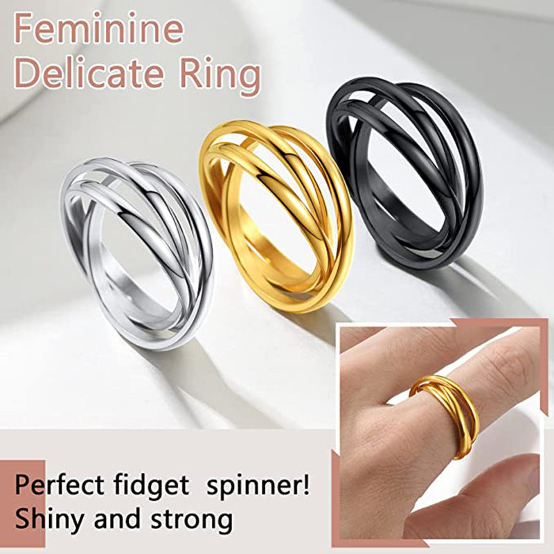 Three-Ring Rotating Ring – Personalized Anxiety Relief Ring for Couples & Women