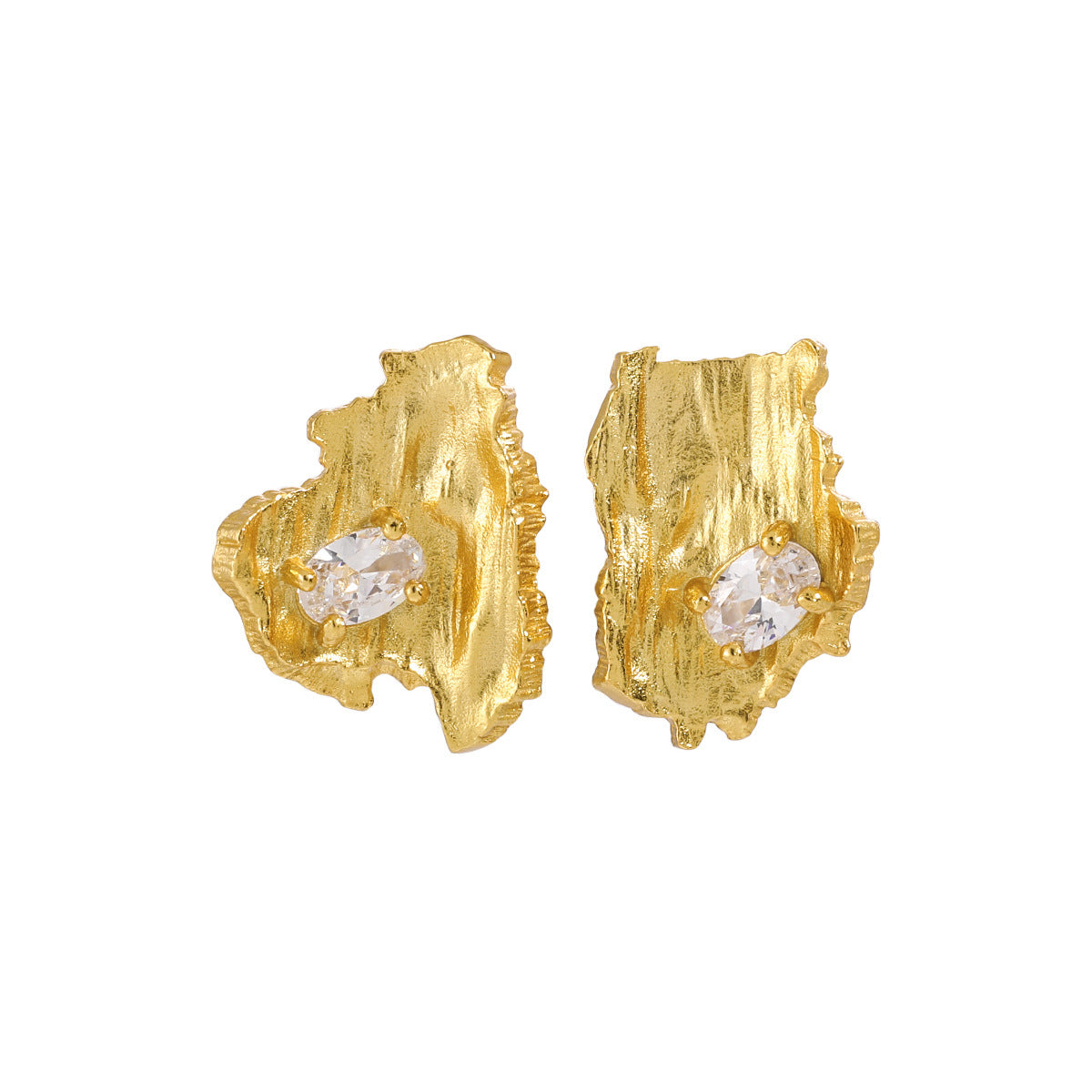 Geometric Asymmetric Diamond Stud Earrings for Women – Modern Minimalist