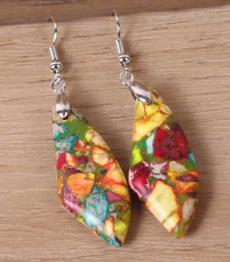 Colorful Geometric Water Drop Stone Earrings for Women – Minimalist Jewelry