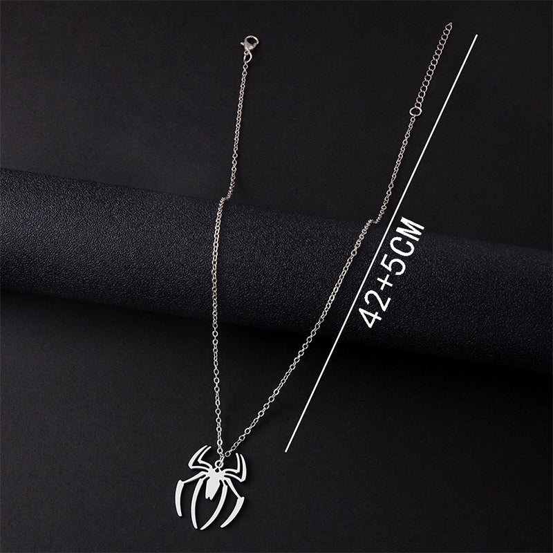 Punk Gothic Halloween Necklace – Ghost & Spider Pendant for Women & Men