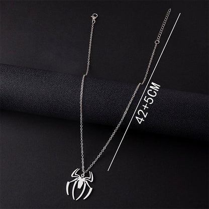 Punk Gothic Halloween Necklace – Ghost & Spider Pendant for Women & Men