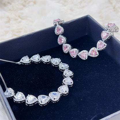 Peach Heart-Shaped Rhinestone & Zircon Bracelet for Women – Elegant Sparkling Jewelry