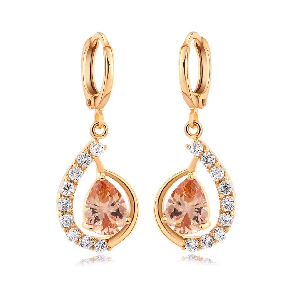 Copper Drop Zircon Earrings for Women – Minimalist Chic Jewelry