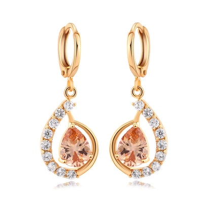 Copper Drop Zircon Earrings for Women – Minimalist Chic Jewelry