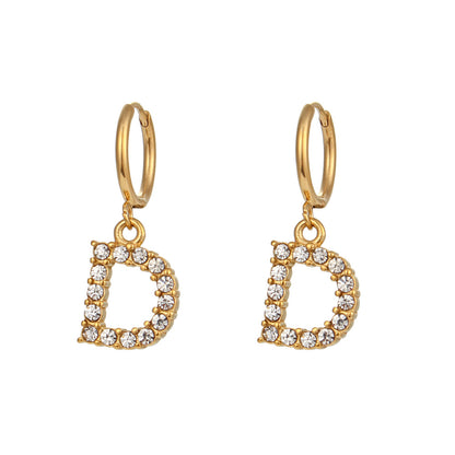 18K Gold Plated Zircon Letter Earrings for Women – Minimalist Initial Jewelry