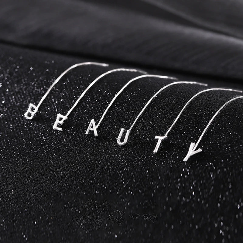 26-Letter Drop Earrings in 925 Sterling Silver – Minimalist Jewelry for Women