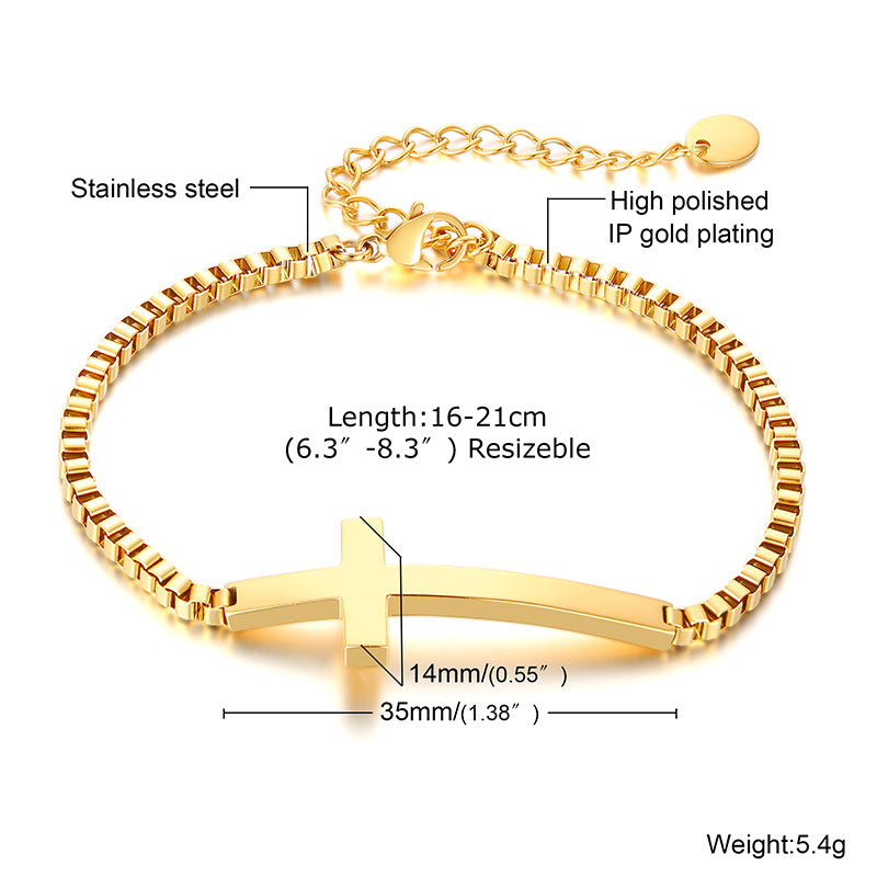 Cross Box Chain Bracelet for Women – Stainless Steel Finish Jewelry