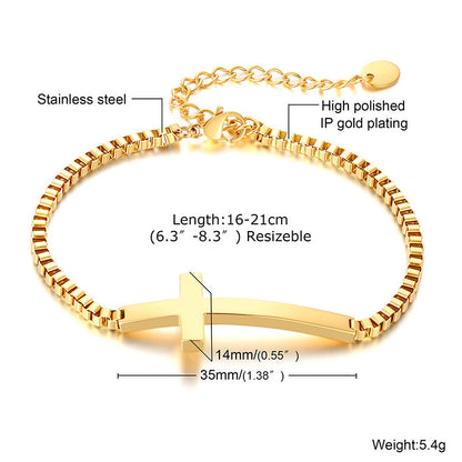 Cross Box Chain Bracelet for Women – Stainless Steel Finish Jewelry