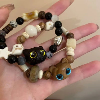 Cute Cat-Themed Beaded Bracelet for Women – Unique Animal Lover Jewelry