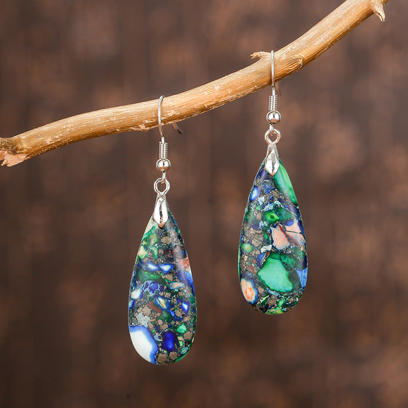 Colorful Geometric Water Drop Stone Earrings for Women – Minimalist Jewelry