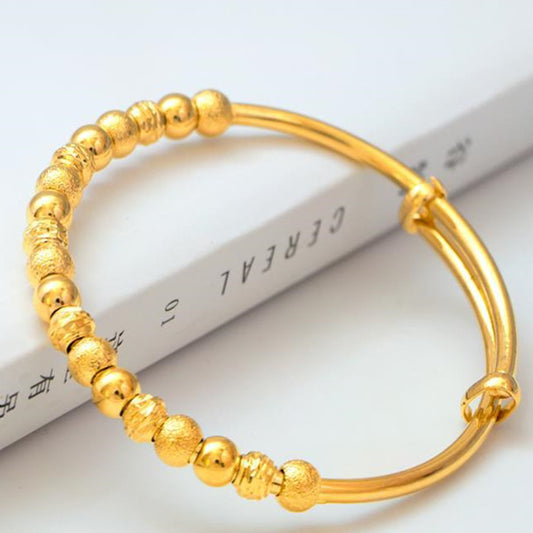 Sand Gold Beaded Bracelet for Women – Elegant Textured Chain Jewelry