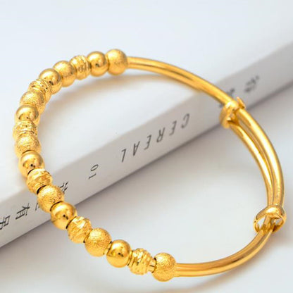 Sand Gold Beaded Bracelet for Women – Elegant Textured Chain Jewelry