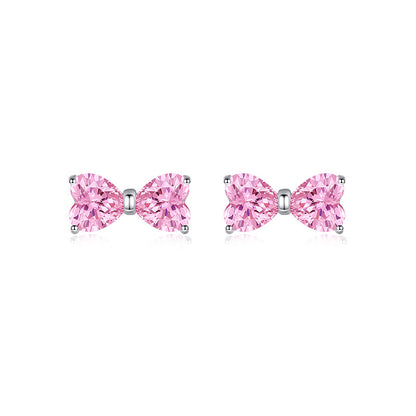 Bow Zircon Stud Earrings for Women – Elegant Minimalist