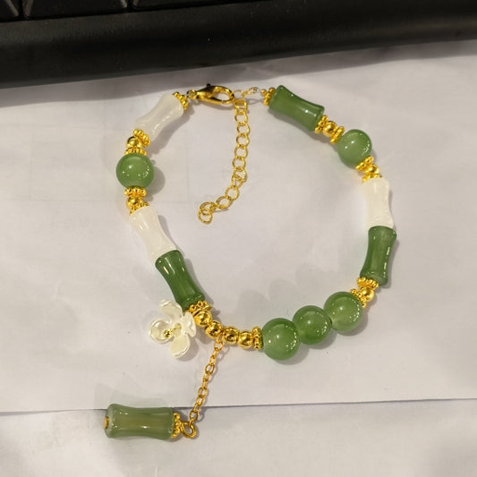 Chinese-Style Floral Bamboo Segment Bracelet for Women – Elegant National Style Jewelry