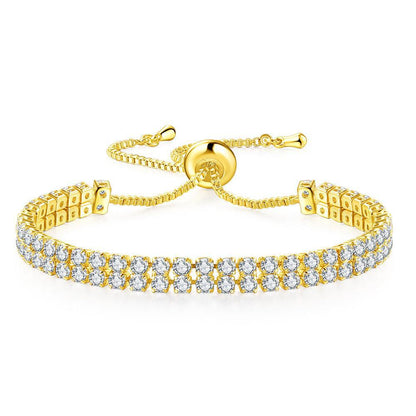 Double Row Zircon Bracelet for Women – Elegant Rhinestone Jewelry