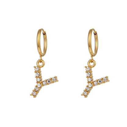 18K Gold Plated Zircon Letter Earrings for Women – Minimalist Initial Jewelry