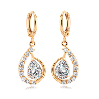 Copper Drop Zircon Earrings for Women – Minimalist Chic Jewelry