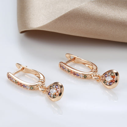 Rose Gold Stud Earrings for Women – Colorful Zircon, Minimalist Jewelry