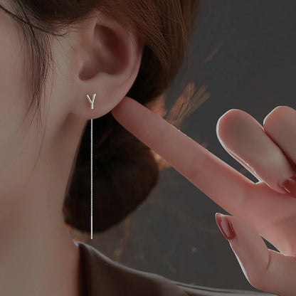 26-Letter Drop Earrings in 925 Sterling Silver – Minimalist Jewelry for Women