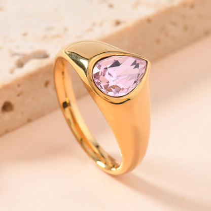Colorful Rhinestone Teardrop Ring – Fashion Jewelry for Women