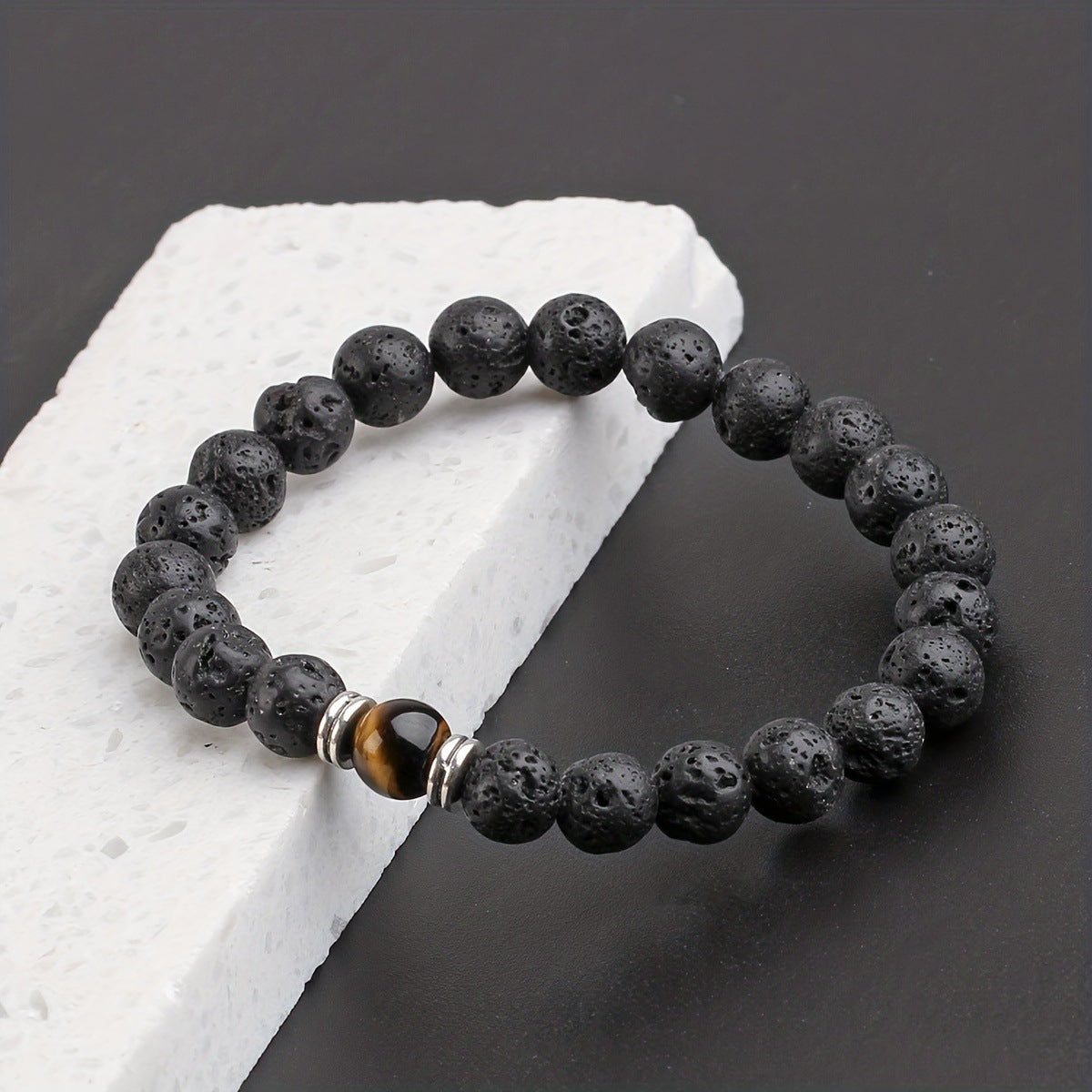 Trendy Volcanic Rock Bracelet – Unisex Natural Stone Jewelry