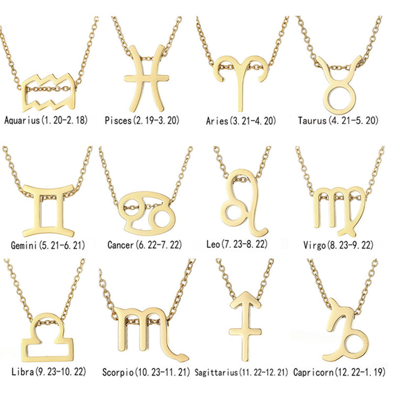 12 Constellation Zodiac Sign Choker Necklace for Women & Girls