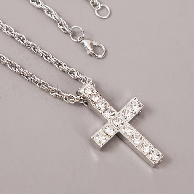 Unisex Cross Pendant Necklace – Hip Hop Rope Chain Jewelr