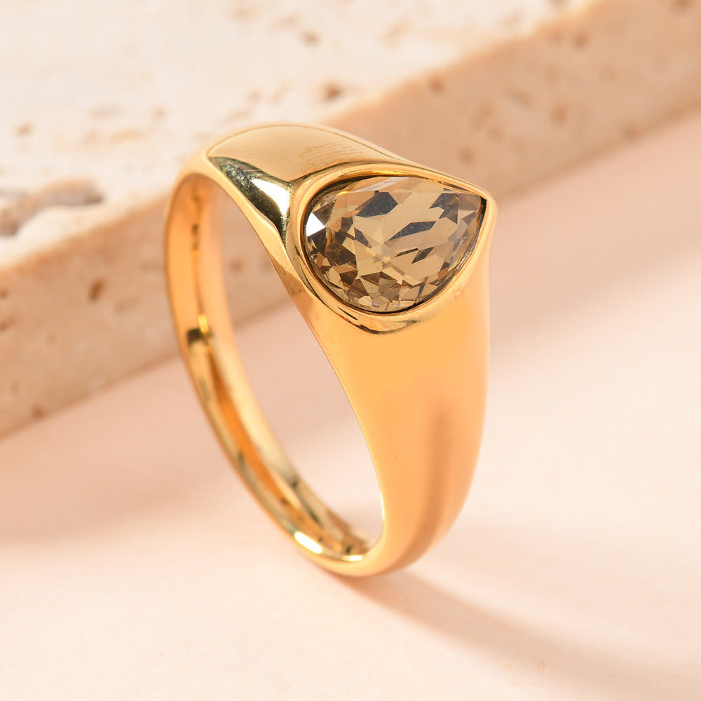 Colorful Rhinestone Teardrop Ring – Fashion Jewelry for Women