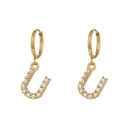 18K Gold Plated Zircon Letter Earrings for Women – Minimalist Initial Jewelry