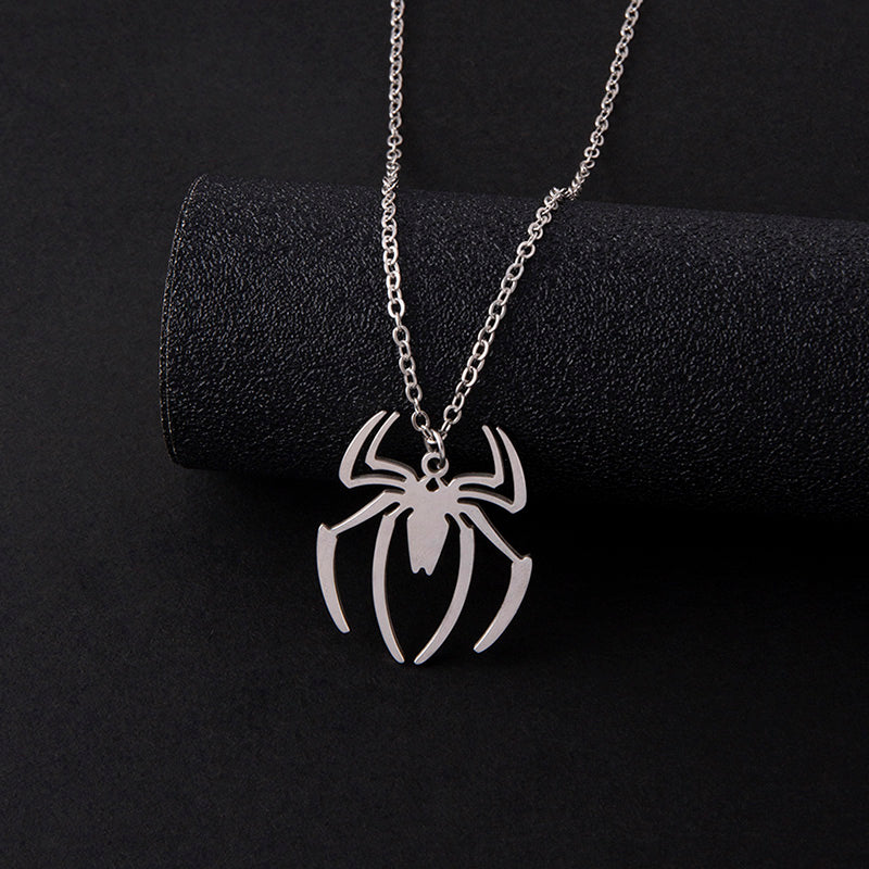 Punk Gothic Halloween Necklace – Ghost & Spider Pendant for Women & Men